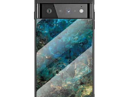 Google Pixel 6 Pro Plastik Cover m. Glasbagside - Blå Marmor Supply