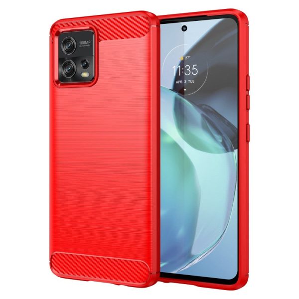 Motorola G72 Brushed Carbon Cover - Rød Online