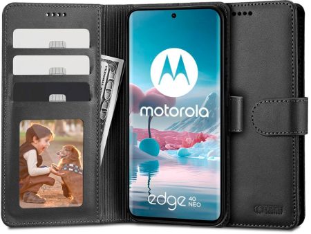 Motorola Edge 40 Neo Tech-Protect Wallet m. Pung & Ståfunktion - Sort Online now