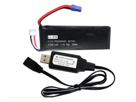 7.4V 2700mAh 10C Lipo Battery With  USB Charger for Hubsan H501S H501C RC Quadcopter For Discount