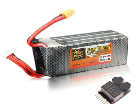 ZOP Power 22.2V 4200mAh 6S 45C Lipo Battery XT60 Plug With Battery Alarm Fashion